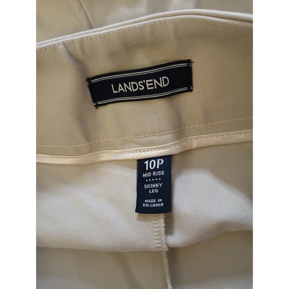 Lands' End Midrise Skinny Leg Pants Zipper Ankle Beige Khaki Petite 10P - Picture 5 of 11
